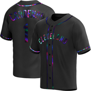 Replica Jose Cardenal Men's Cleveland Guardians Alternate Jersey - Black Holographic